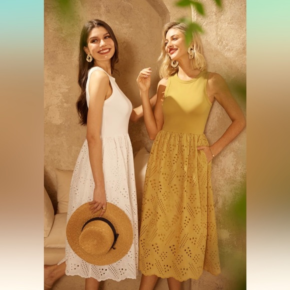 Grace Karin Dresses & Skirts - NWT GRACE KARIN White Sleeveless Tank Dress A Line Midi w/Pockets, Size Medium